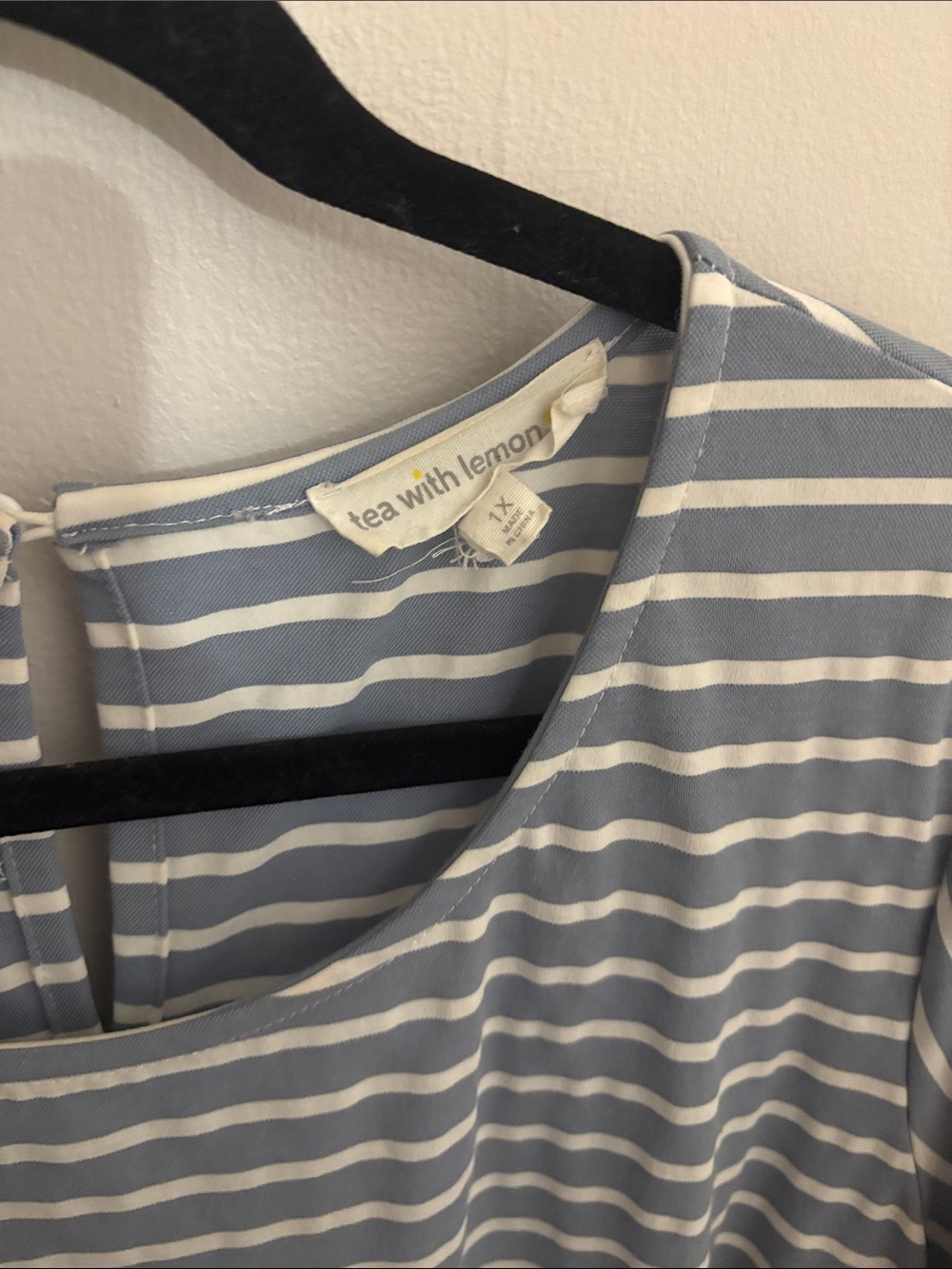 Blue and White Striped Women’s Swing Dress - Picture 4 of 4